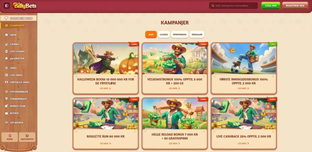 Bonuser og kampanjer hos BillyBets Casino