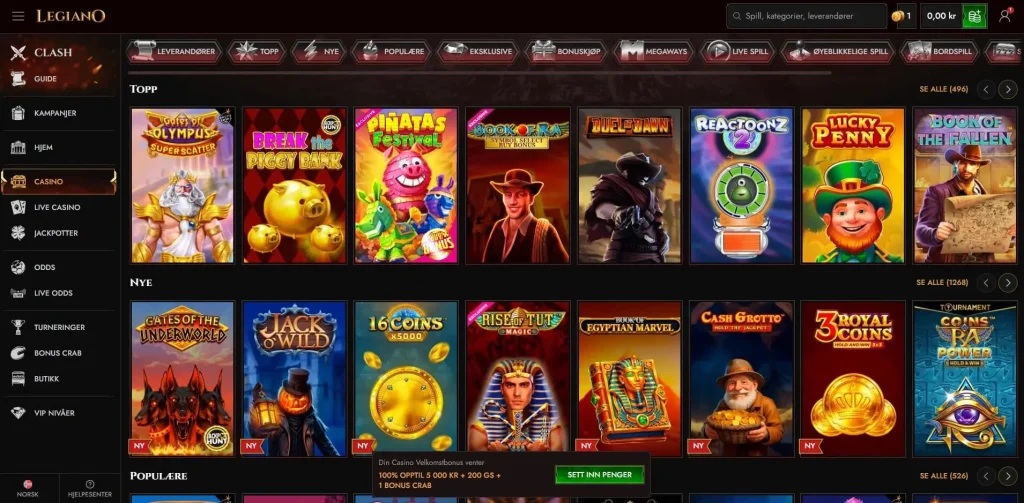 Legiano Casino spillutvalg