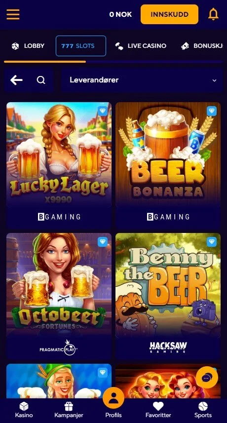 Dazard Casino mobilversjon