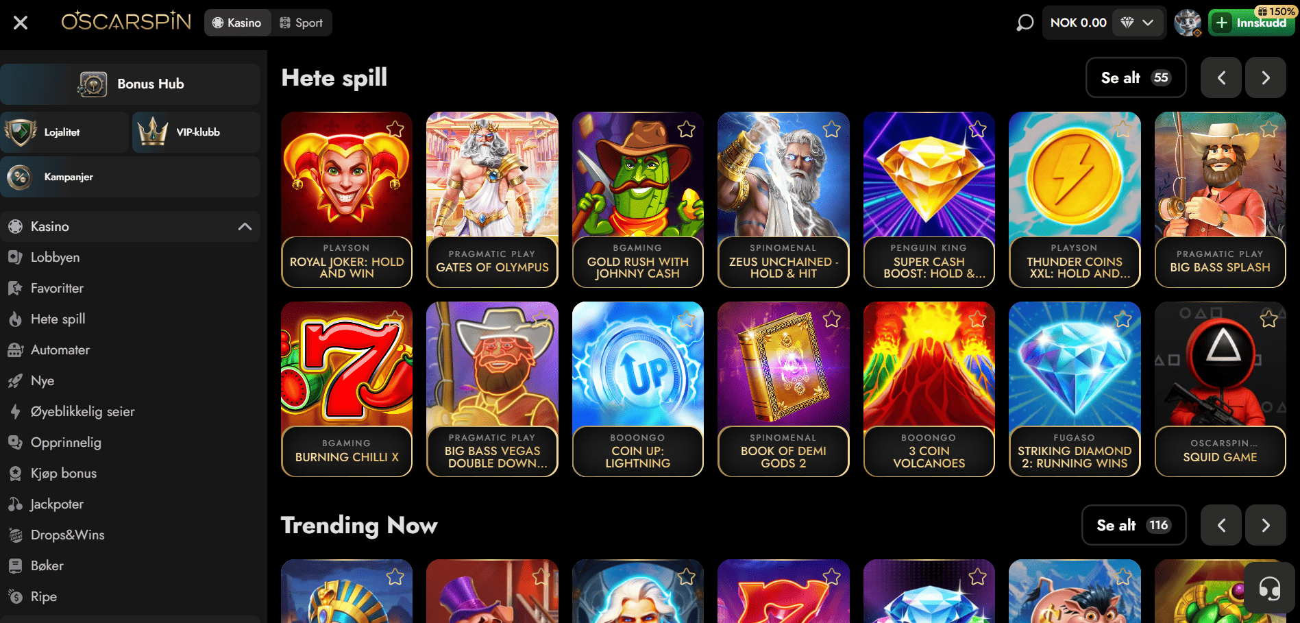 Oscarspin Casino spill
