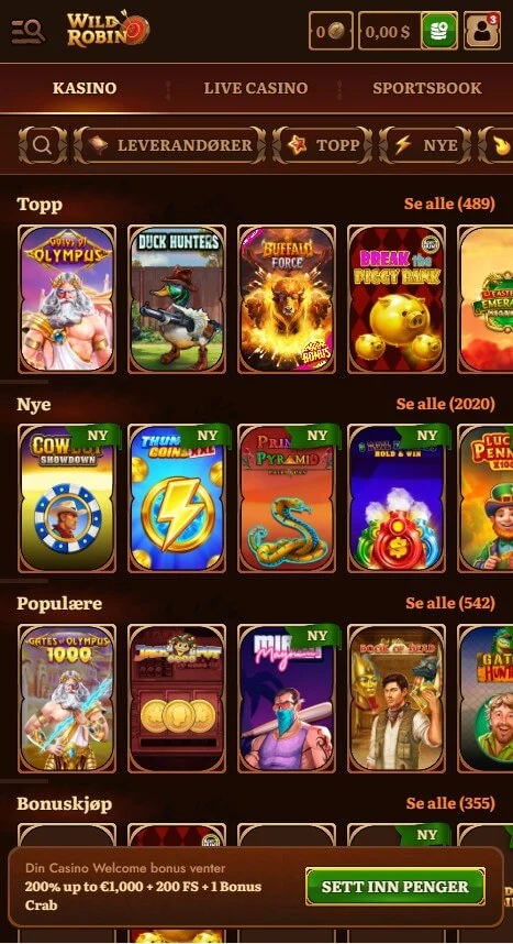 WildRobin mobilversjon