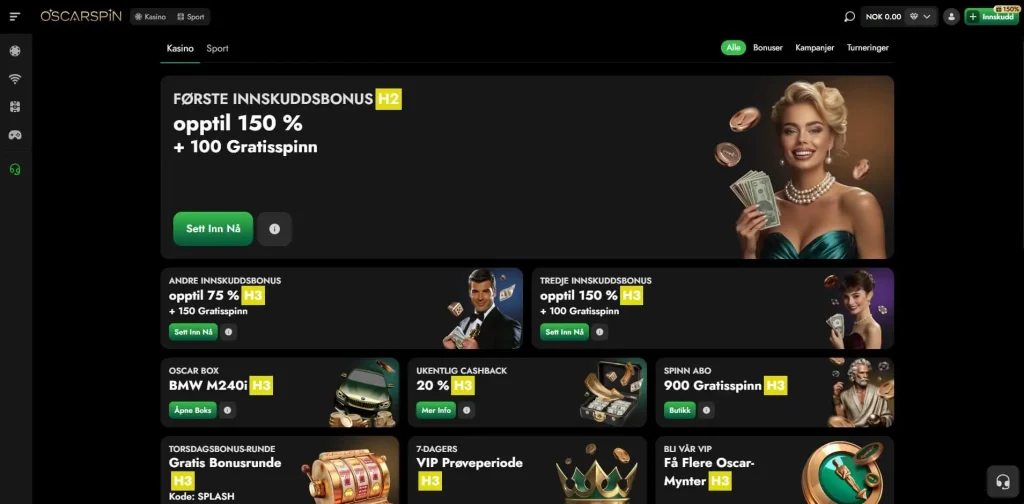 Oscarspin Casino bonuser og kampanjer