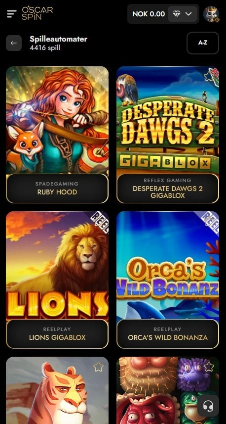 Oscarspin mobilversjon