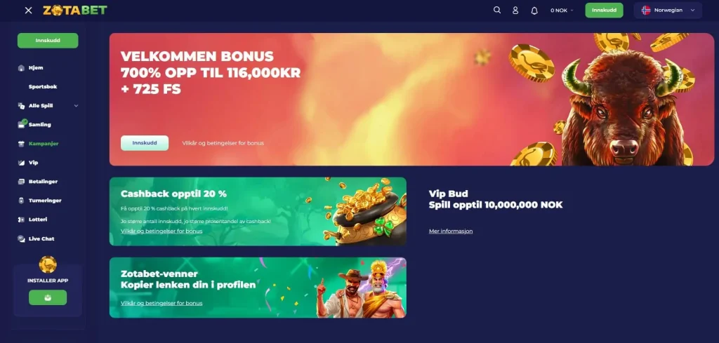 Zotabet bonuser og kampanjer