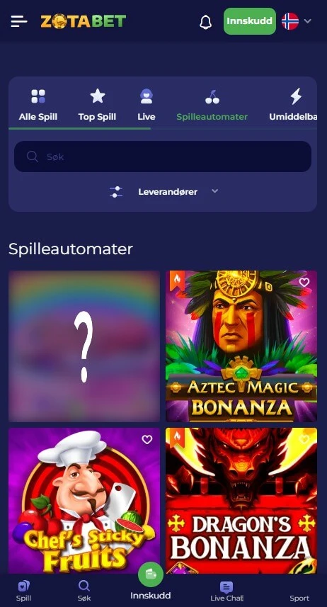 Zotabet mobilversjon