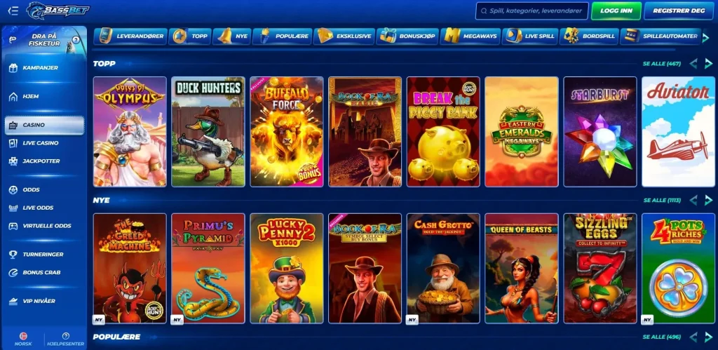 Bassbet casino spillutvalg