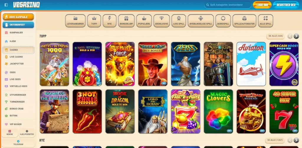 Spillutvalg i Vegasino