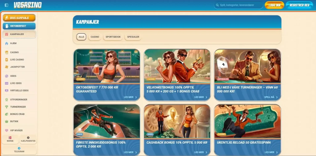 Vegasino casino bonuser og kampanjer