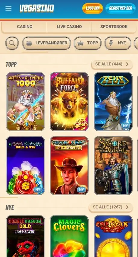 Vegasino mobilversjon