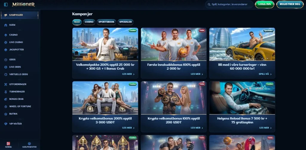 Bonuser og kampanjer hos Millioner Casino